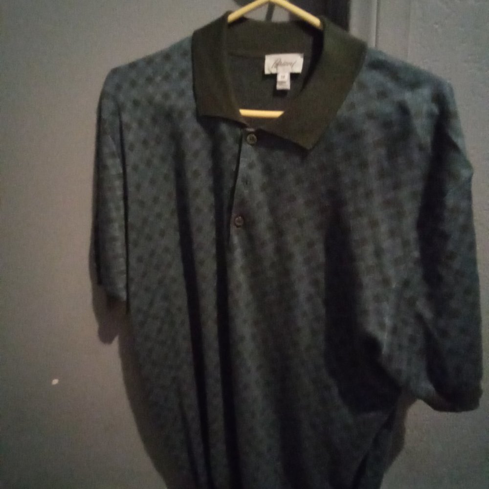 Brioni xl green gray shirt